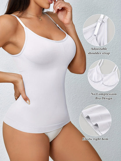 2pcs Women'S Waist Cinching Tank Top, Tight Fitting Waist Cinching Body Shaping Sleeveless Top With Adjustable Shoulder Straps, Body Shaping Tank Top