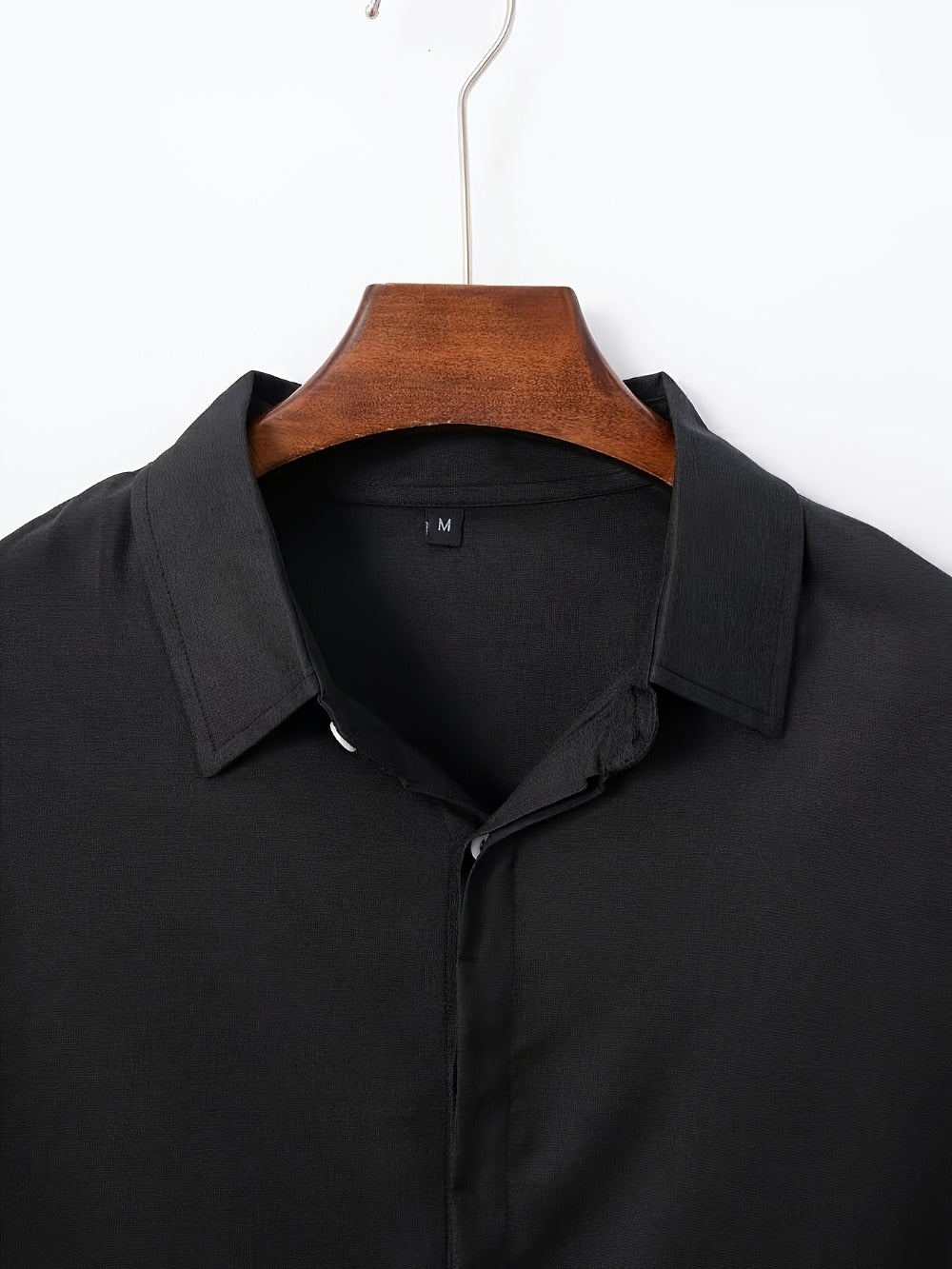 Men's Solid Color Shirt - Collared Short Sleeve 001061