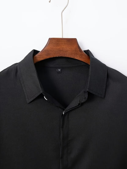 Men's Solid Color Shirt - Collared Short Sleeve 001061
