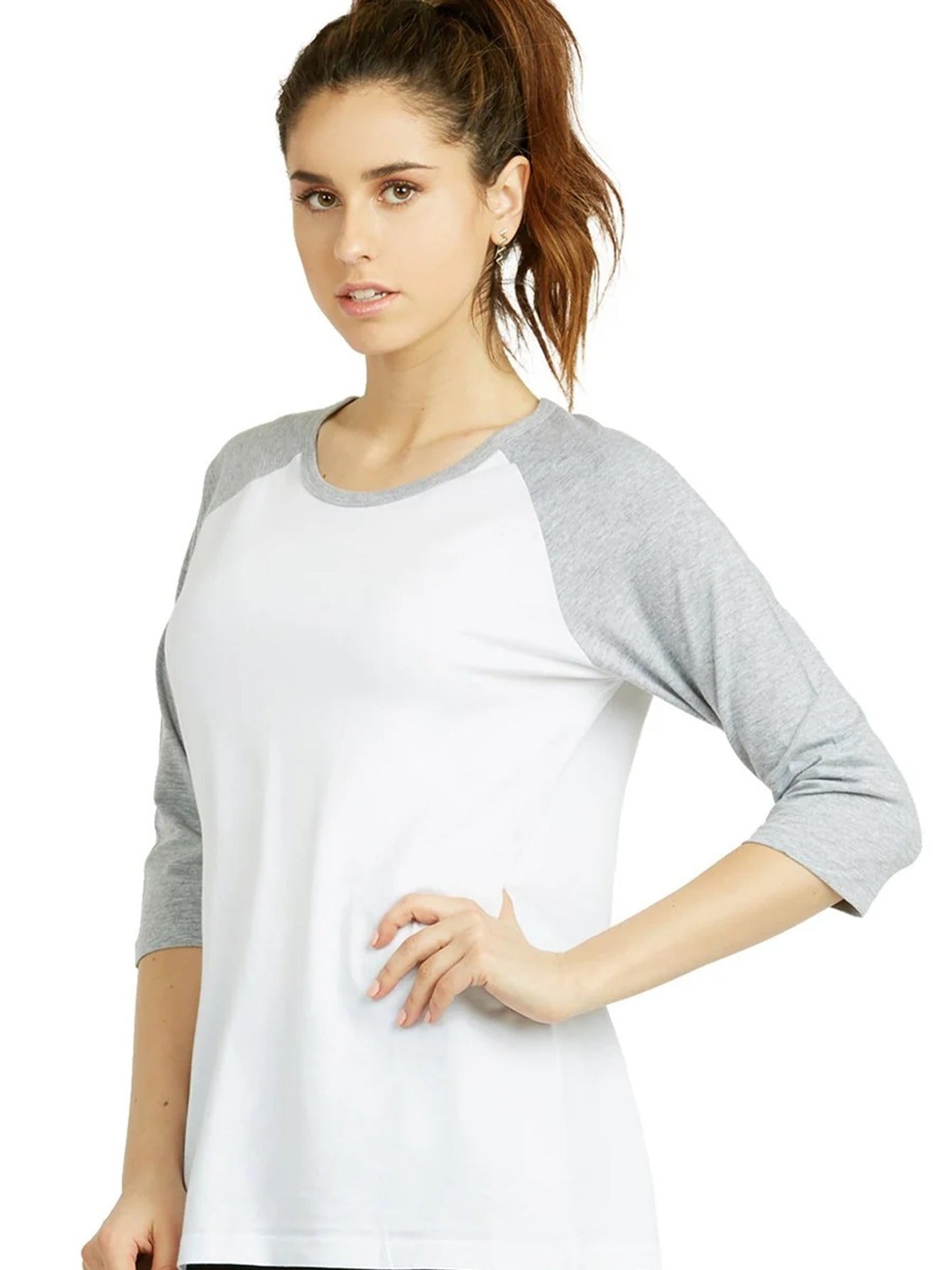 LADIES COTTON BASIC BASEBALL TEE