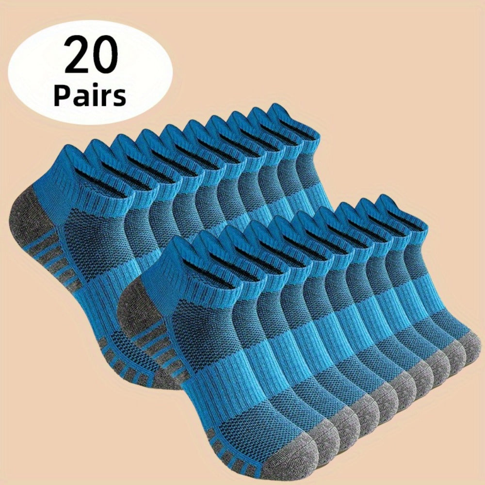 Men's Solid Color Ankle Socks - 20-Pair Pack