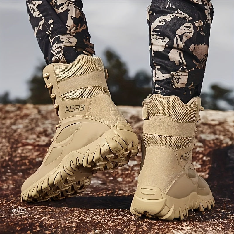 AIMINI Men's Tactical Hiking Boots - All-Season High-Ankle with Abrasion-Resistant  Upper, Reinforced Stitching & Rubber Sole for Outdoor, Camping, Jogging, Running, Rugged Terrain - /Civilian Footwear