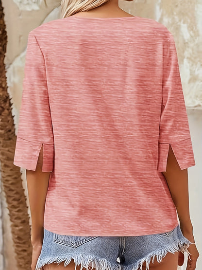 Women's V-neck Half Sleeve Loose Basic T-shirt