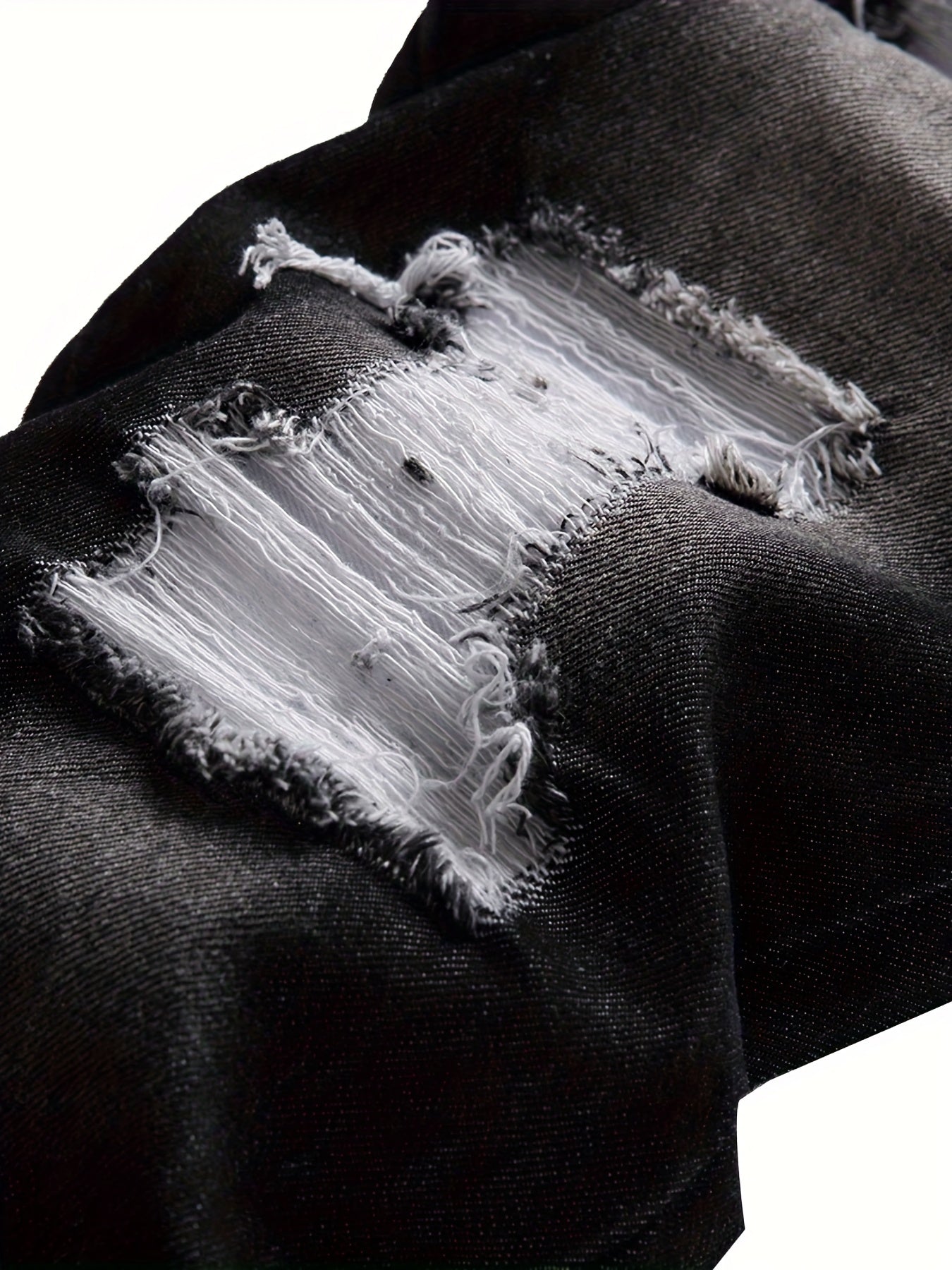 Men Ripped Jeans, Slim Fit Straight Leg, Denim Pants with Holes