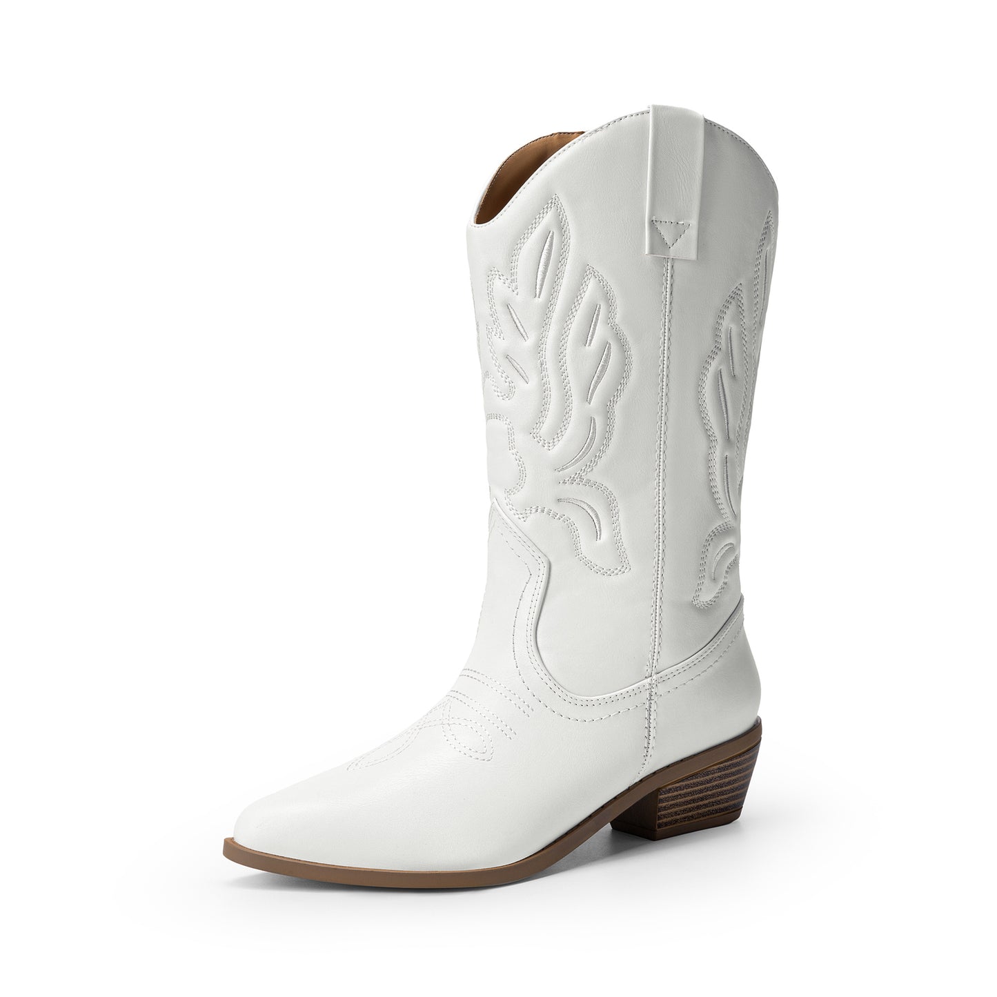 Women's Cowboy Boots Mid Calf Cowgirl Boots Embroidery Stitched Western Boots
