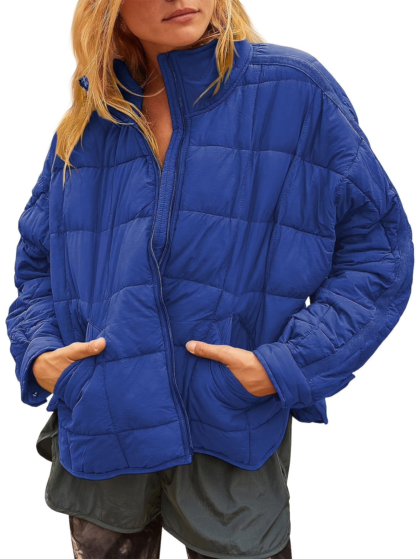 Buoniyk Women's Oversized Splice Quilted Lightweight Puffer Jacket Casual Padded Coat