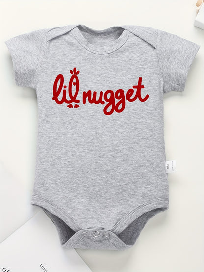 Cotton Baby Bodysuit With Fun Letter Printing, Casual And Comfortable, Soft Round Neck Baby Onesie