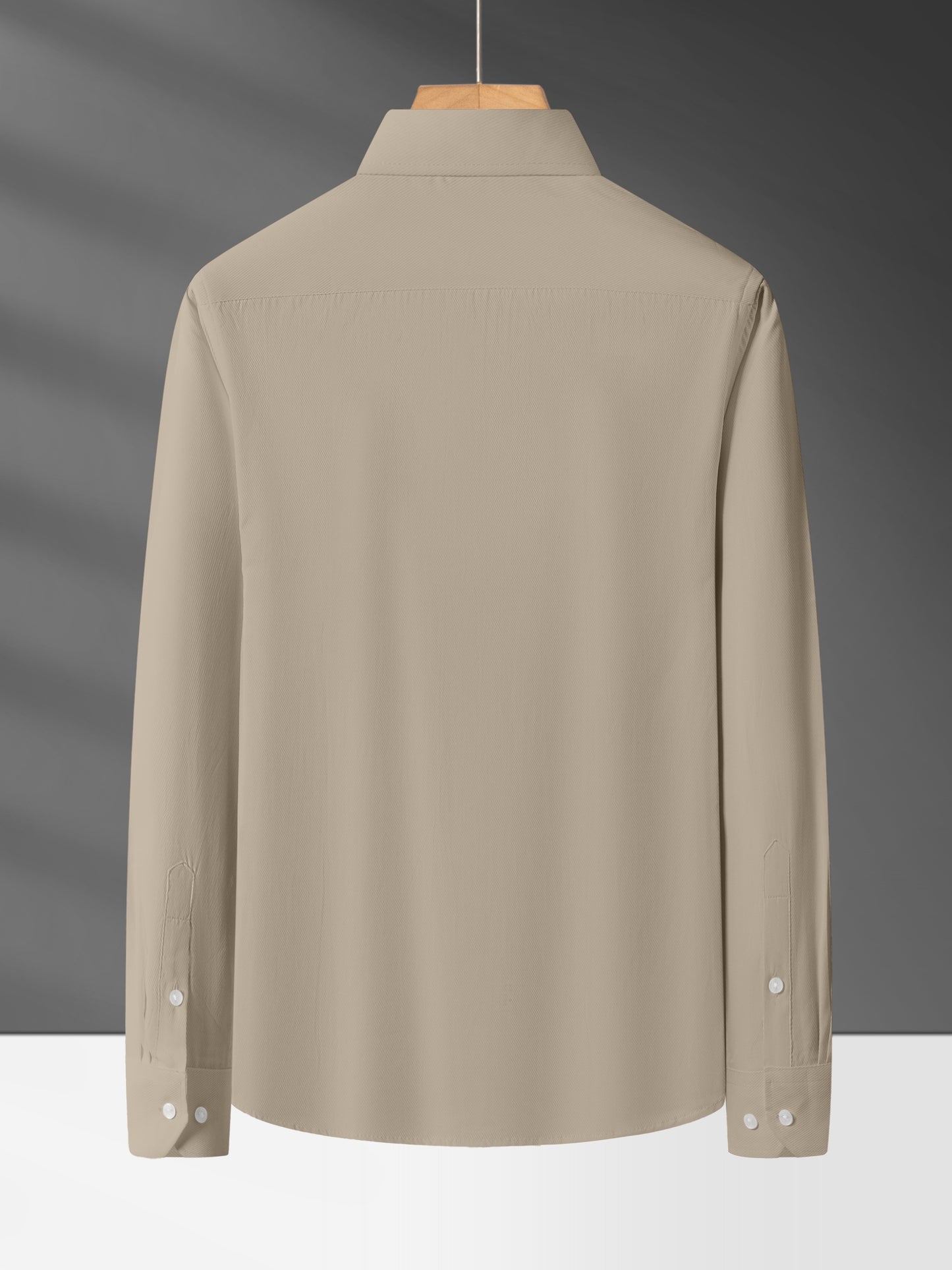 Men'S Long Sleeve Solid Color Business Dress Shirt, Elegant Collar, Stretch Fabric, Regular Fit, Single Button Front, Casual Outwear, Adult Sizes, Woven