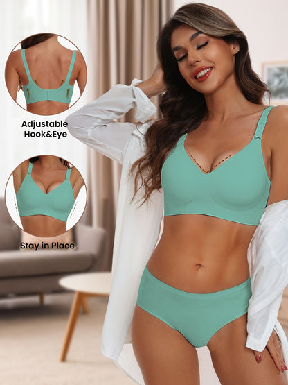 Seamless Wireless Push-Up Bra-V Neck Design, Comfortable, Supportive Intimate Apparel for Women