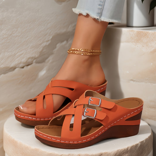 Women's Thick Soled Wedge Slide Sandals for Summer, Versatile Beach & Vacation Slides for Outdoor Wear, Women Shoes