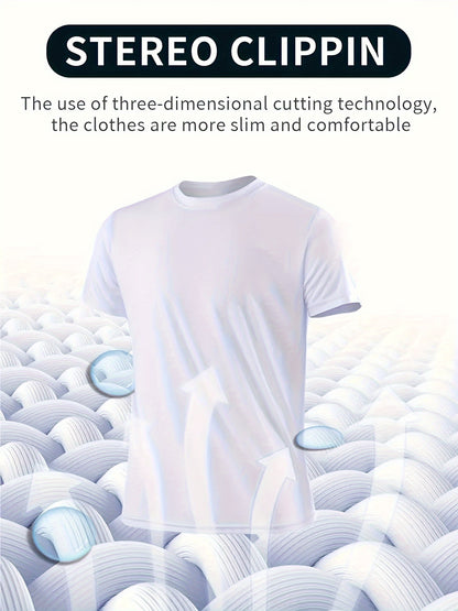 Men's White 9pcs Polyester Short-Sleeve T-Shirt - product view 4