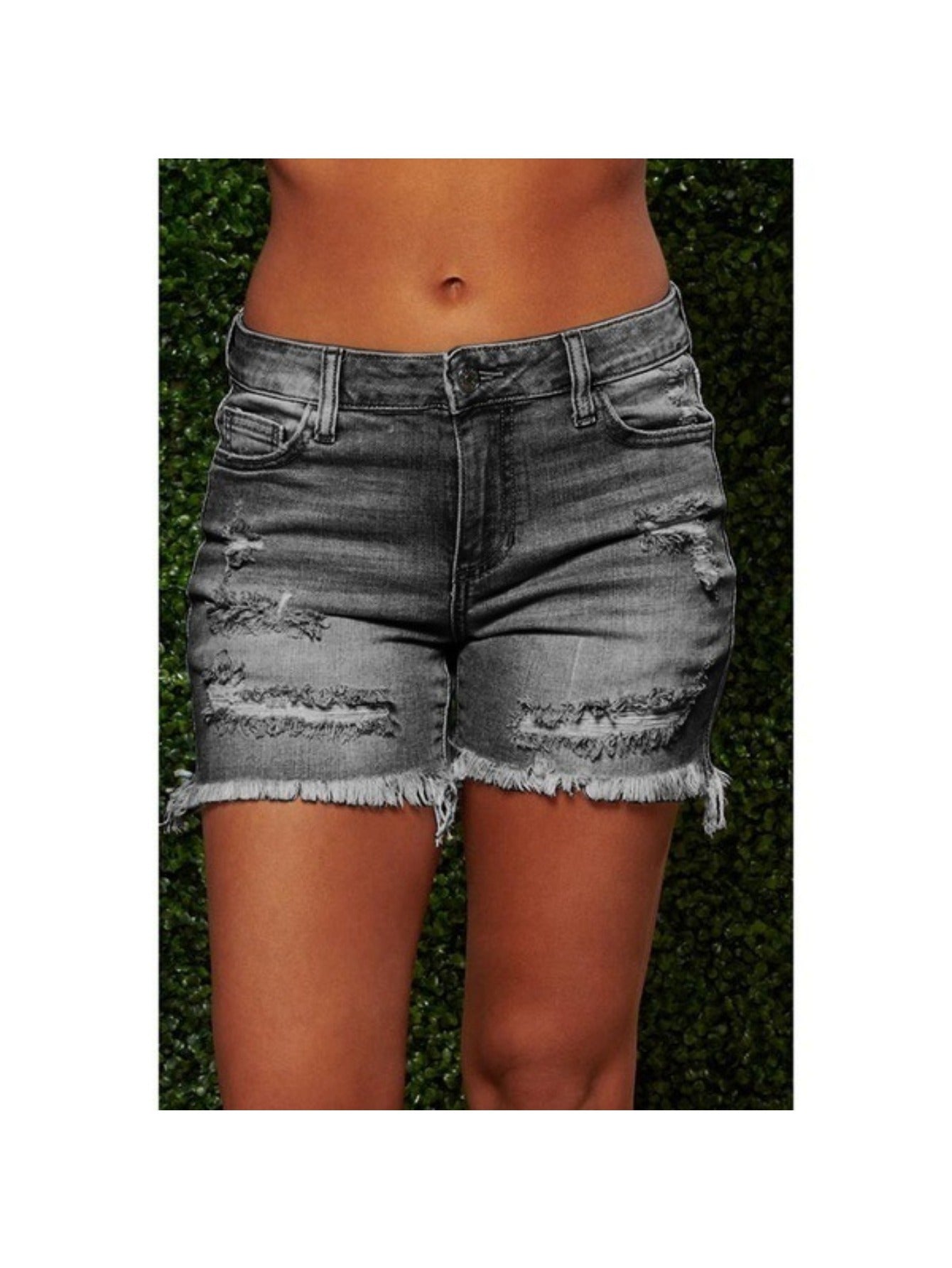 Distressed Fringe Denim Shorts Women'S - High Stretch Retro Summer Shorts with Raw Hem, Fashion Ripped Casual Bottoms for Trendy Outfits