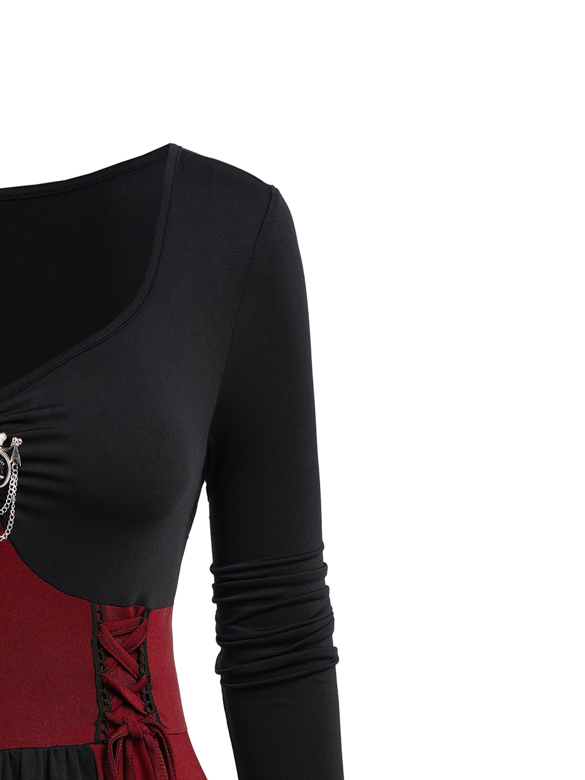 Women's Burgundy Polyester V-Neck Slim-Fit Dress - product view 12