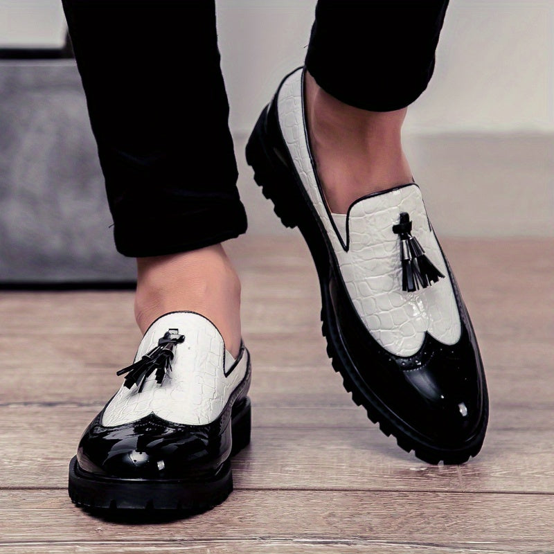 Men' S Fashionable Formal Shoes, British Trend Brogue Shoes, Low-top Pointed Fringe Shoes, Bean Shoes, Size 40-46