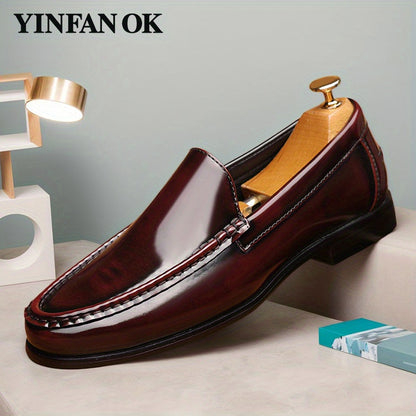 Men's Business Formal Office British Style Slip-on Loafers, One-step Lazy Shoes, Comfortable and Wear-resistant Rubber Sole Casual Shoes.