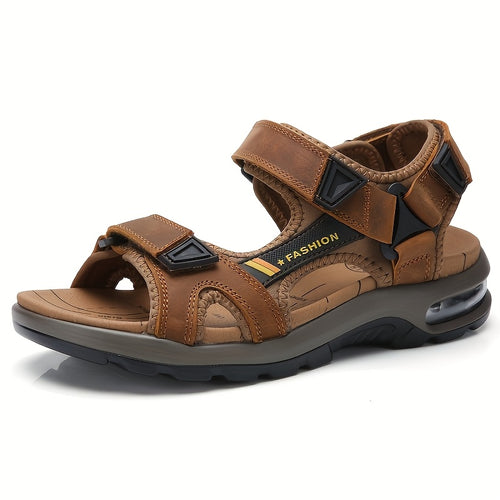 Men Sandals For Men'S Genuine Faux Leather Beach Cushion Sandals - Outdoor Casual Style Open-toe Genuine Faux Leather Lightwei