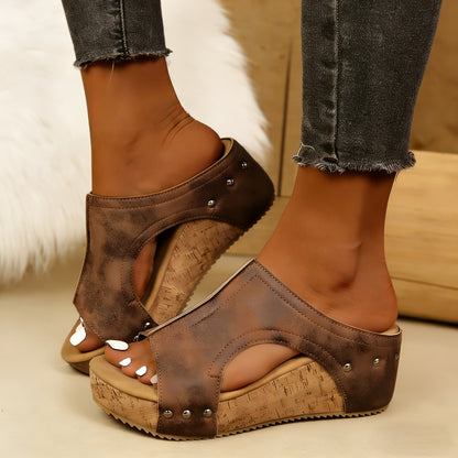 Women'S Retro Wedge Platform Slippers, Slip-on Sandals With Thick Sole, Comfortable And Elegant. Cushioned Sole Supports The Arch Of The Foot - All-season Beach Shoes, Women'S Sandals, High-heeled Sandals. Special Offer For Independence Day