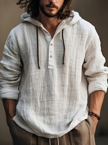 Men'S Spring And Autumn Shirt with Hooded Sweatshirt, Long Sleeve Casual And Comfortable Daily Wear