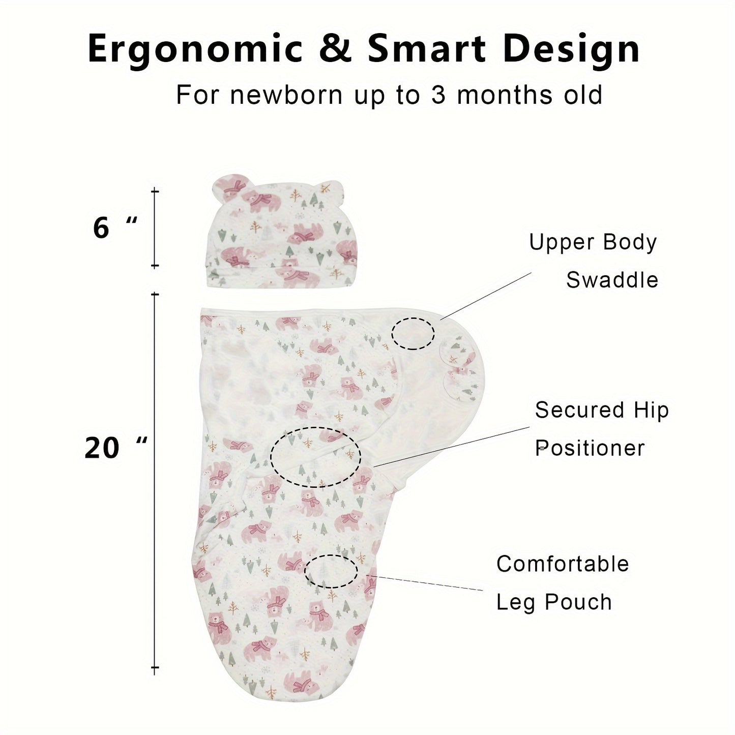 3-Pack Baby Swaddle Sacks - Newborn Swaddle Sack - Ergonomic Baby Swaddles 0-3 Months