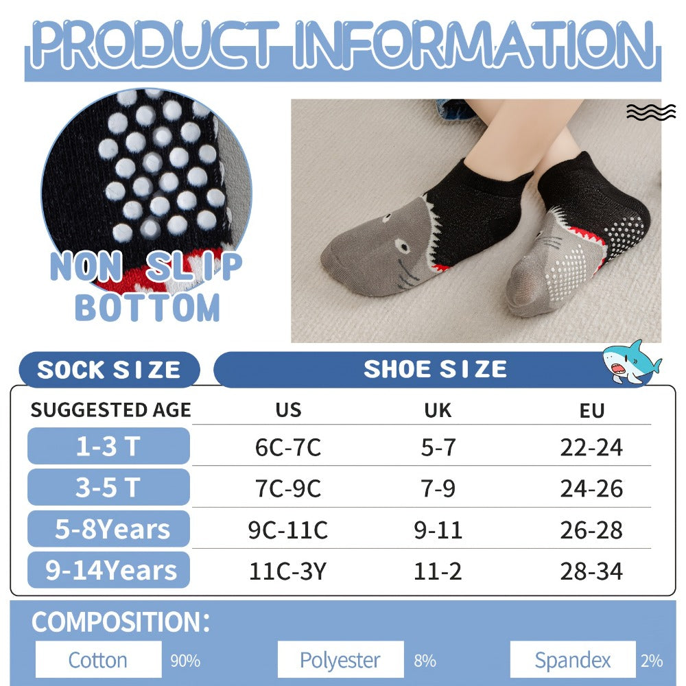 Baby Shark Grip Ankle Socks - 12-Pair Pack