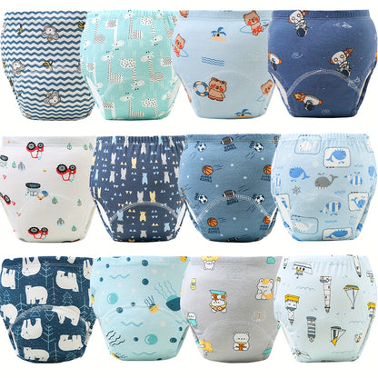 6pcs Soft Cotton Diaper Training Pants for Toddlers - Washable & Reusable Absorbent Underwear with Cute Animal & Cloud Designs, Pastel Colors - Ideal Christmas & Baby Shower Gift, Reusable Diapers | Colorful Toddler Briefs | Washable Diapers, Cloth Diaper