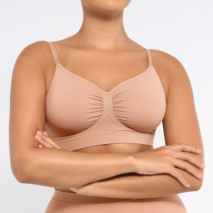 Plus Breathable High-Stretch Sports Bra with Pads - Wireless Mesh Women's Seamless Yoga & Running Top - Solid Color Activewear