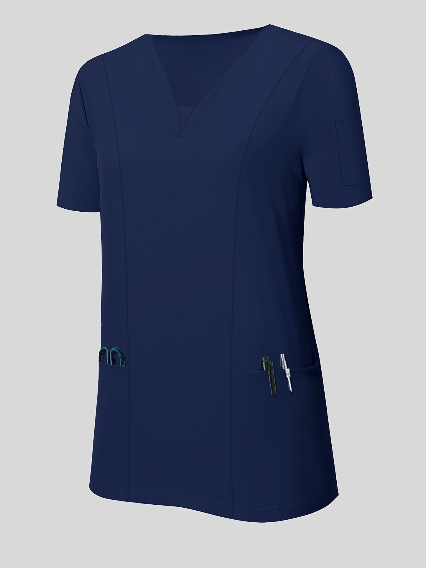 Women'S V-Neck Frosted Breathable Uniform Pocket Handwash Workwear Brush Handwear Top
