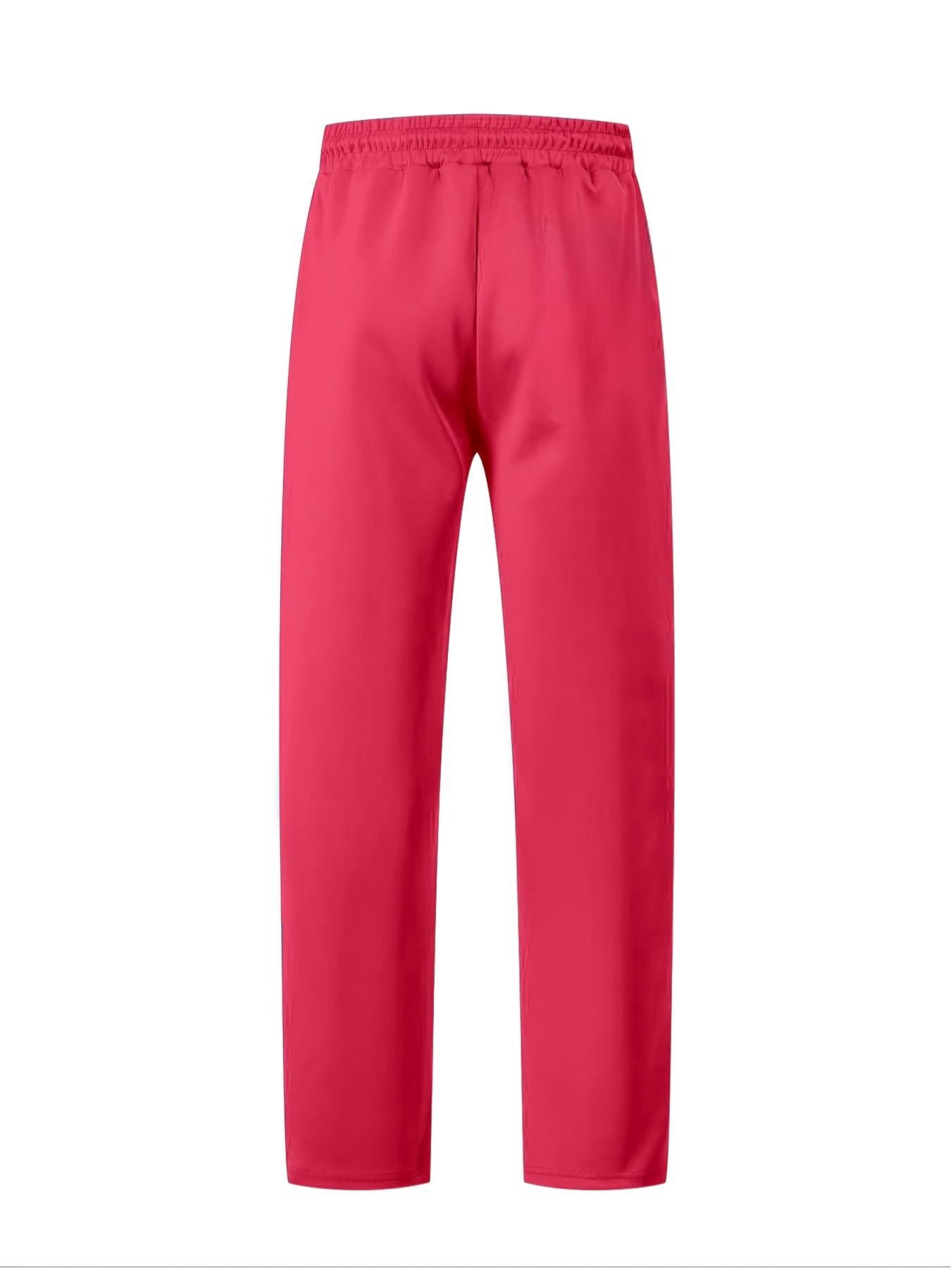 Men'S Plus Size Trousers, Two-Tone Splicing, National Flag Print, Spring And Autumn Seasons, Easy And Fashionable Daily Wear, Weekend Sports Loose Fit, Street Fashion, Holiday Gifts, Plus Size, Men'S Affordable Goods