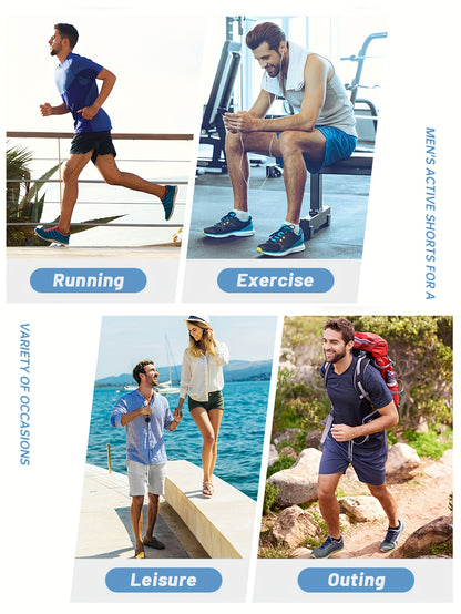 5pcs Pc (5-Color Multi) Men's Summer Athletic Shorts with Elastic Drawstring Waist & Zipper Pockets - Lightweight Breathable Fabric, Regular Fit Mid-Rise Suitable for,, Gym, Casual Wear - Smooth Texture Shorts