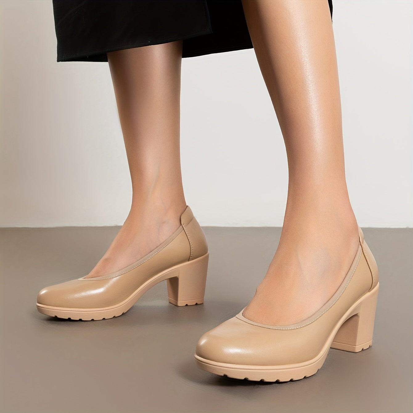 Women's Thick And Low Heel Work Shoes, Comfortable Round Toe Dress, Wedding Shoes, Women Shoes