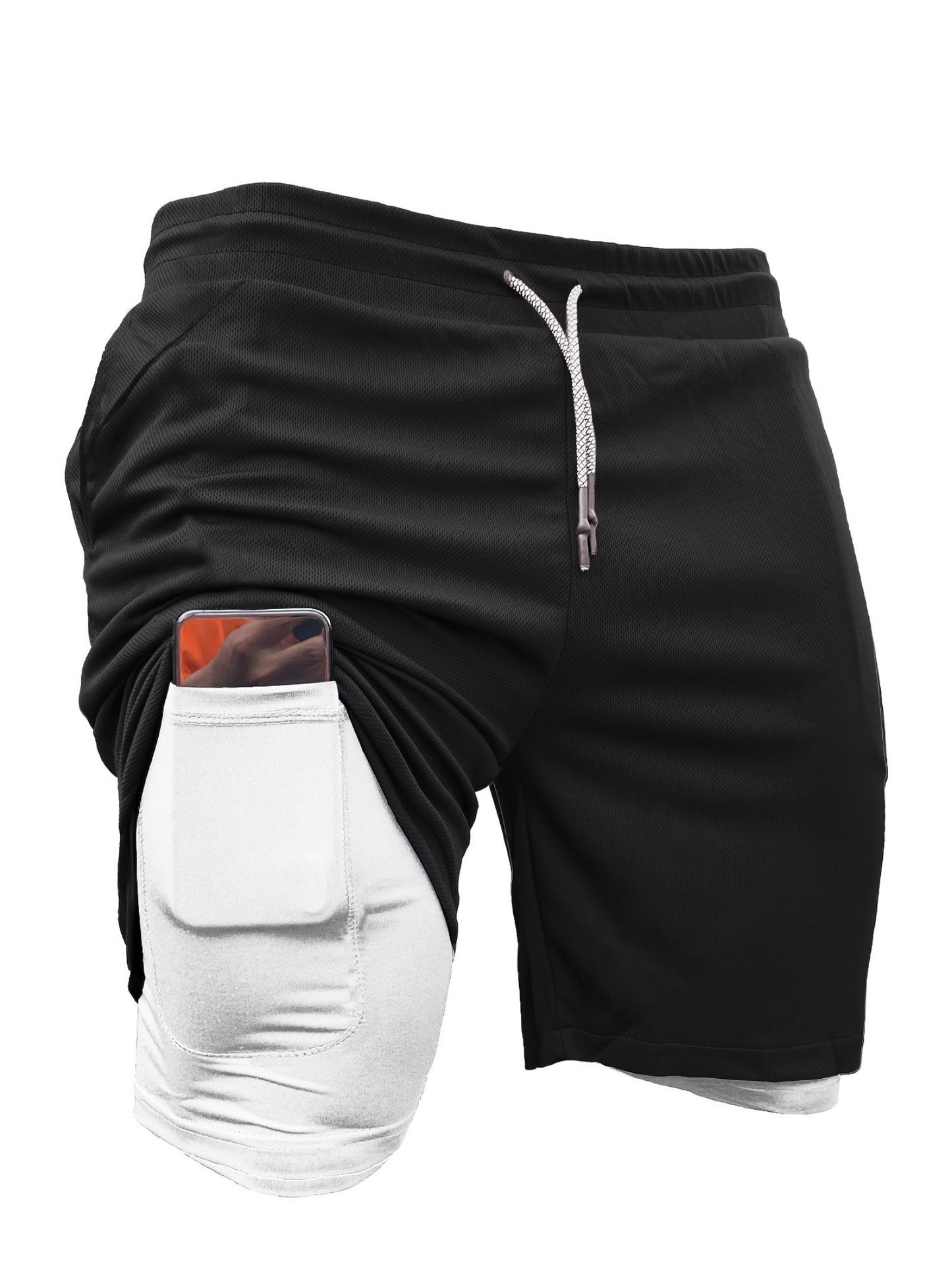 5pcs TNZI Gym Shorts Men'S 2-In-1 Double Layer With Inner Pocket, High Stretch Sports For Summer Workout Training, Running Athletic Compression Mens Basketball Bike Clothing Clothes Mesh Sets Gear Football Fitness Leggings Short De Hombre Gym