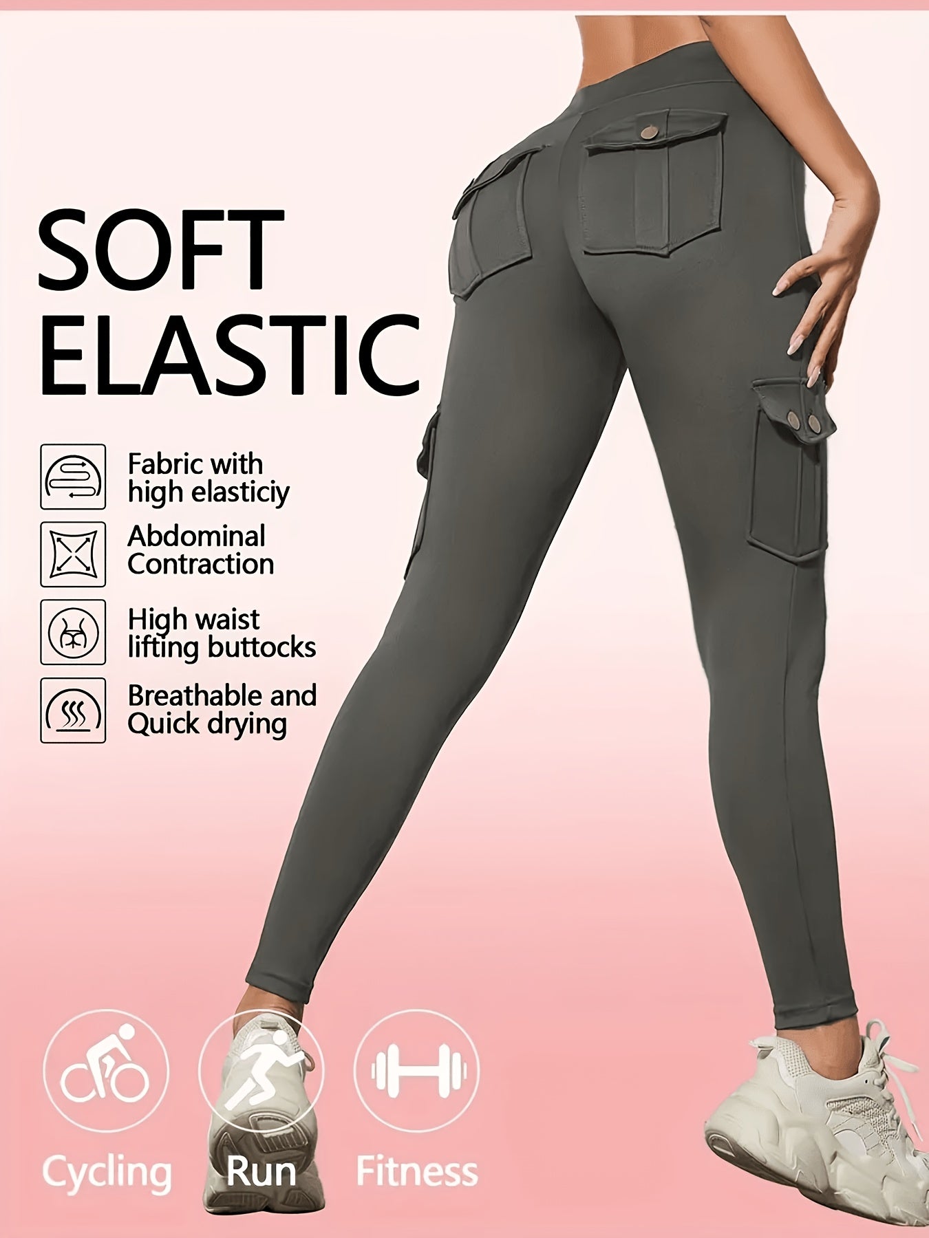 One-piece - Four-season Style Women'S Fashionable Work Pants With Pockets, Flares The Hips And Slims The Figure. Suitable For, Outdoor Leisure. Multi-pocket Ankle-length Pants, Casual Women'S Wear, Summer Women'S Wear. Available In Five Colors