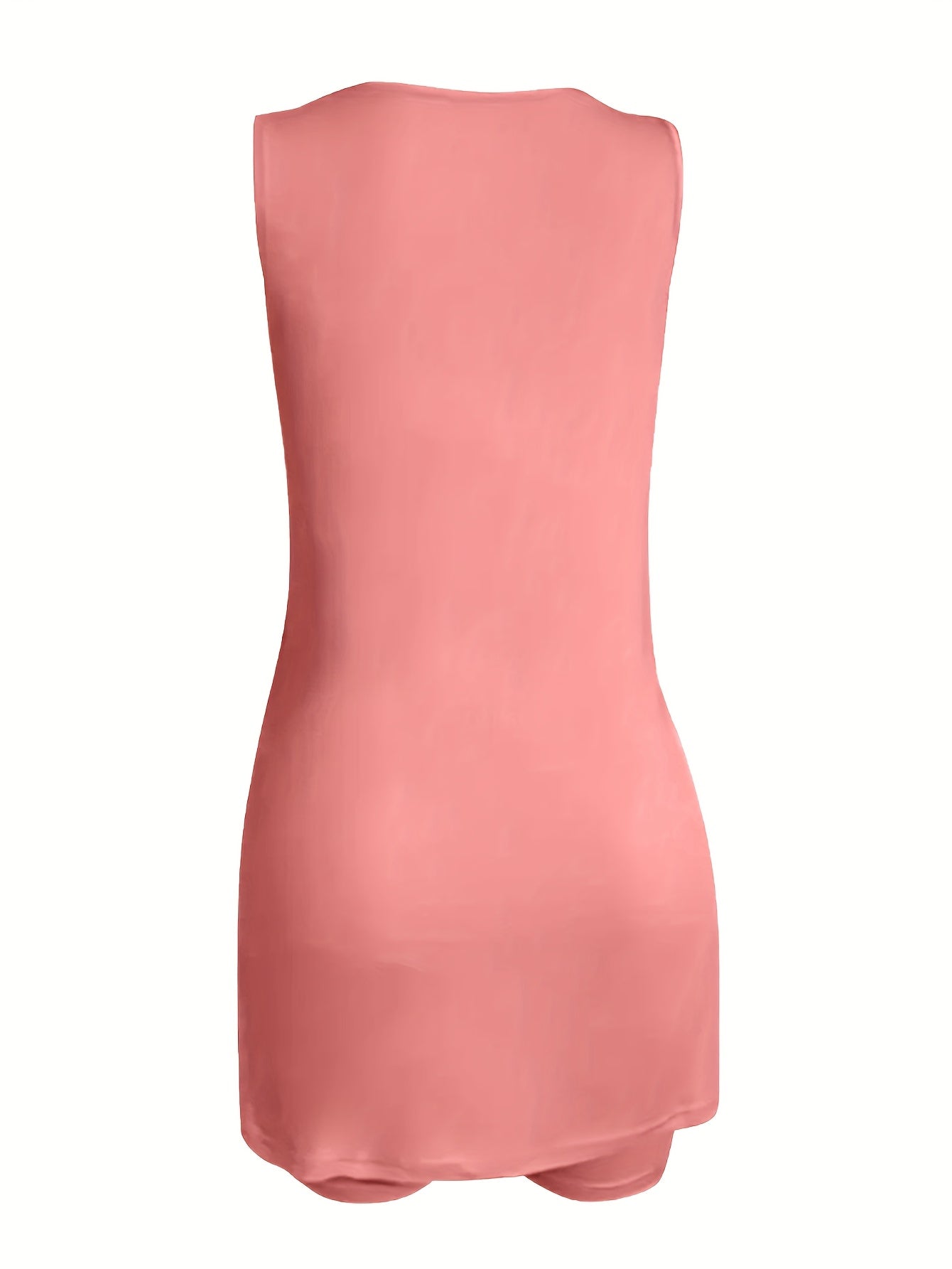 Black Polyester V-Neck Sleeveless Shorts - product view 43