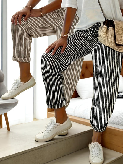 Two-Pack - Color Striped Casual Nine-Pants