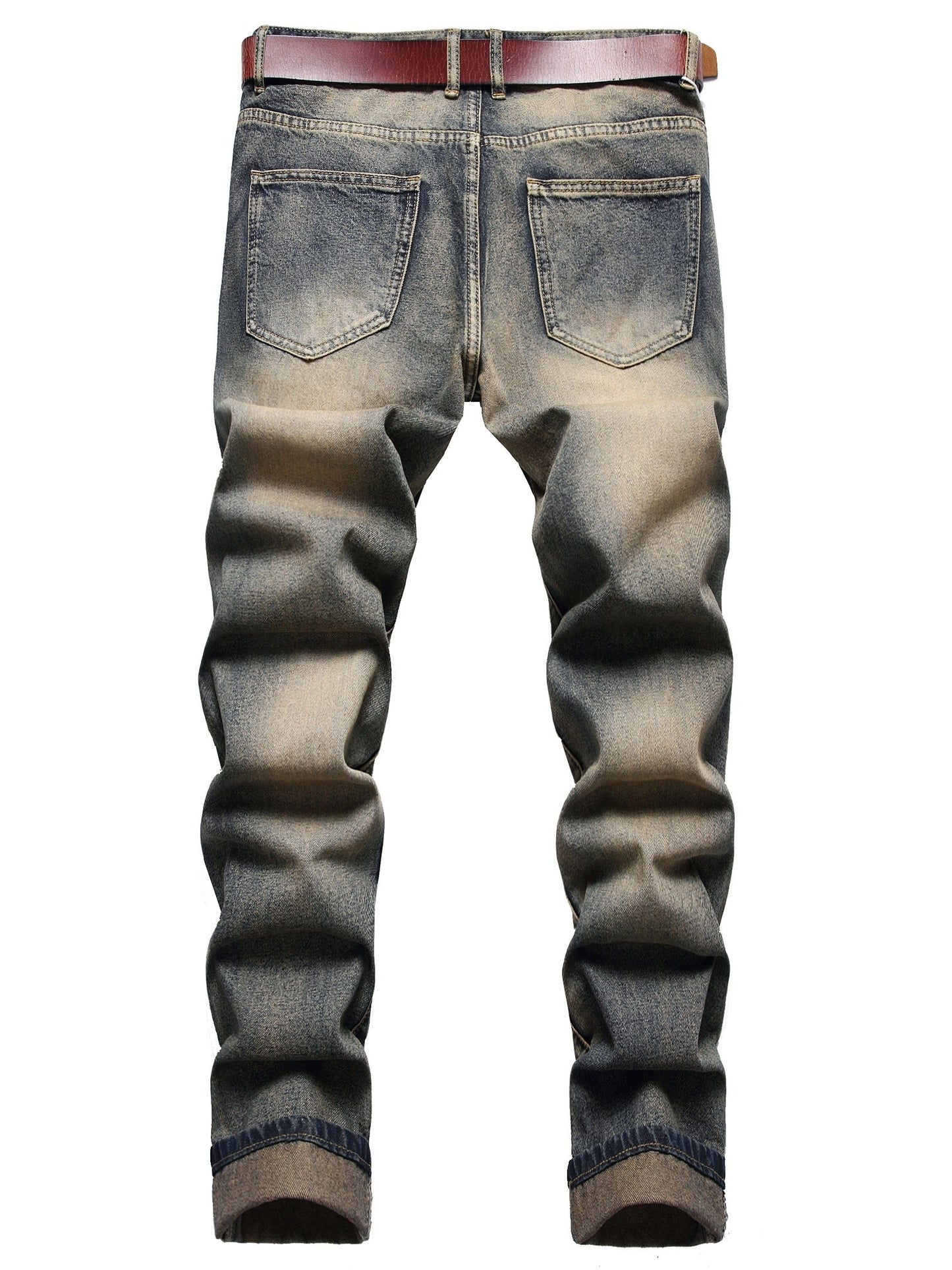 Men'S Ripped Slim Fit Jeans Distressed Regular Fit Jeans for Men Brown Straight Leg Comfort Flex Jeans Designer Fashion Pants