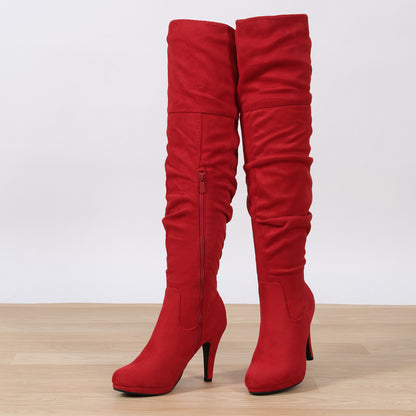 DREAM PAIRS Women's Black Thigh High Chunky Heel Platform Over The Knee Boots Size 9.5 M