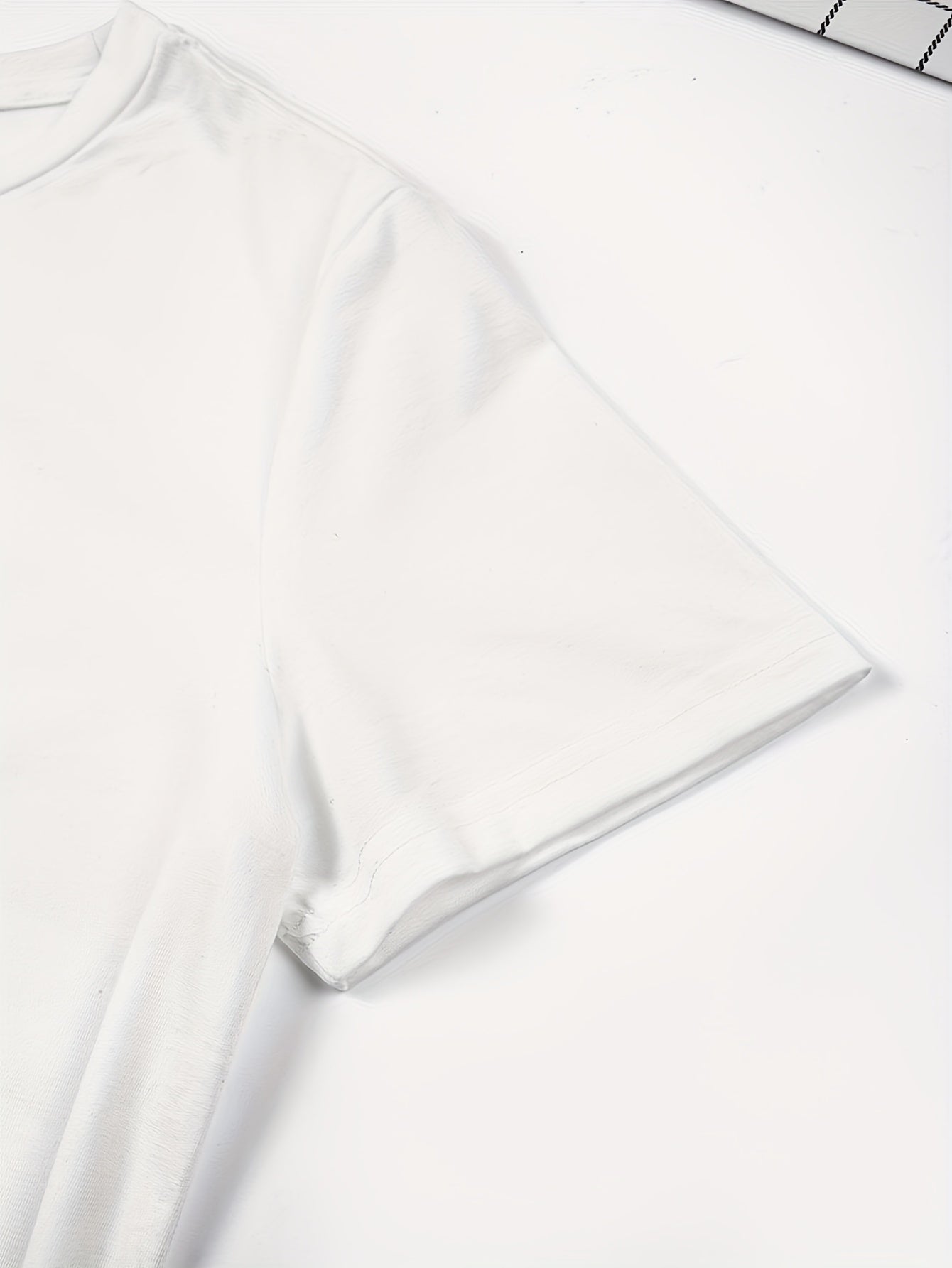 Men'S Graphic Print T-Shirt, Breathable And Moisture-Wicking, Machine Washable And Easy Care, Casual Round Neck, Shipped from Local Warehouse, Medium Stretch, Short-Sleeved Summer Top, Fashionable And Versatile