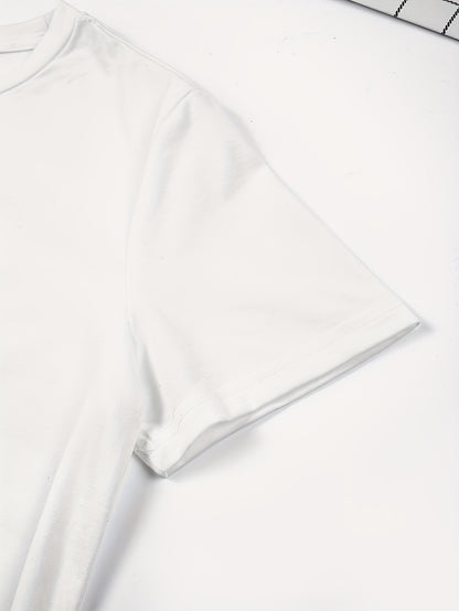 Men'S Graphic Print T-Shirt, Breathable And Moisture-Wicking, Machine Washable And Easy Care, Casual Round Neck, Shipped from Local Warehouse, Medium Stretch, Short-Sleeved Summer Top, Fashionable And Versatile