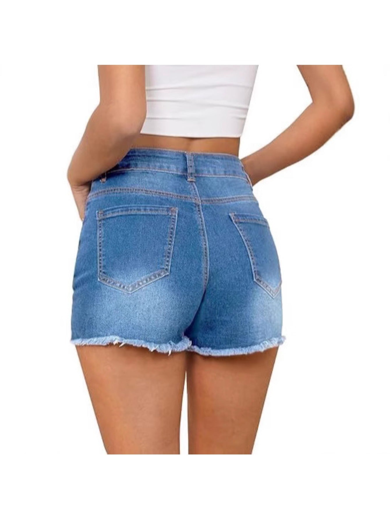 Summer Women'S High-Waisted Ripped Denim Shorts, Casual Distressed Raw Hem Jean Shorts for Streetwear And Outfit, Loose Fit Comfortable