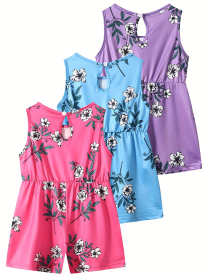 Set of 3, Trendy Summer Jumpsuits for Girls, Perfect for Casual Wear, for Outdoor