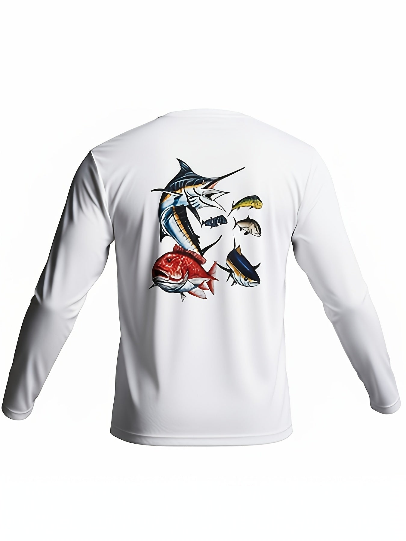 3pcs Men's Graphic Long-Sleeve Shirts for Men SPF UPF 50+ Fishing T-Shirt Quick-Dry Lightweight