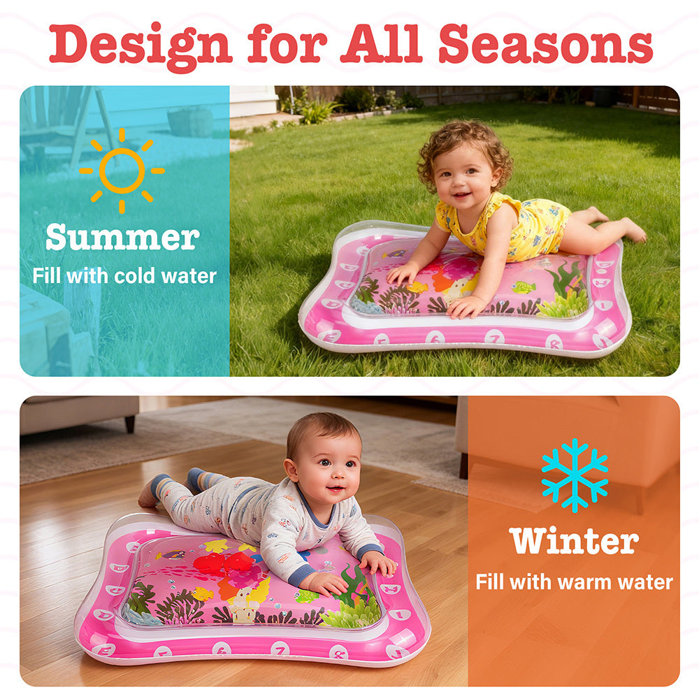 Pink/Blue Tummy Time Water Mat with Gift Box for Infants Toddlers Baby, 26x20 in,Inflatable Water Play Mat For Baby Infants Toddlers Toys Christmas Gift