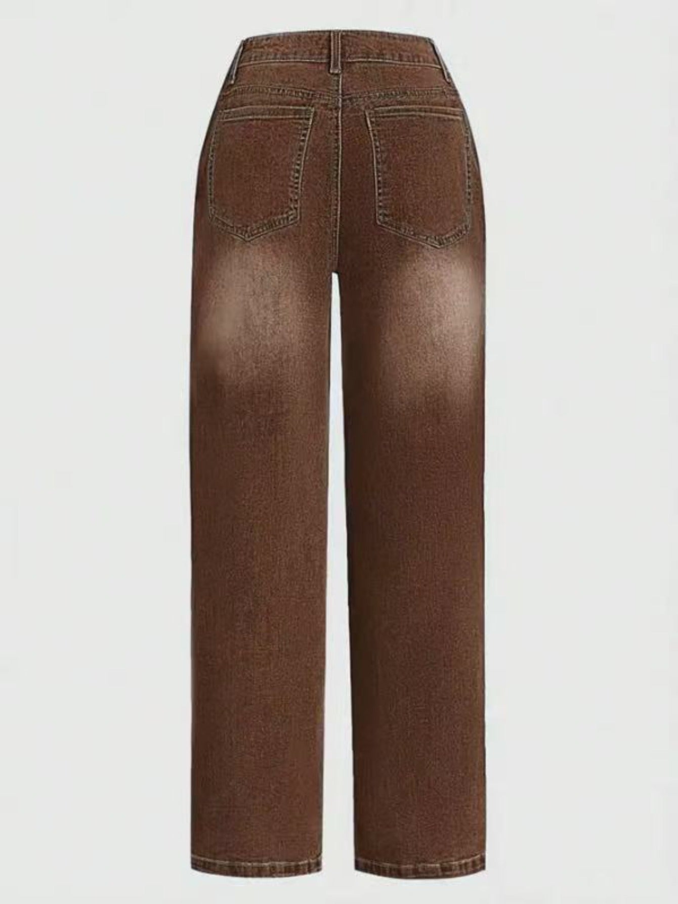 [Retro Wide-Leg Pants] 1pc Women's Retro Brown Wide-Leg Pants with Decorative Buttons & Pockets - Comfortable Versatile Bottoms for Casual Daily Wear, Street Style, Weekend Outings & Office Looks (S-XXL)