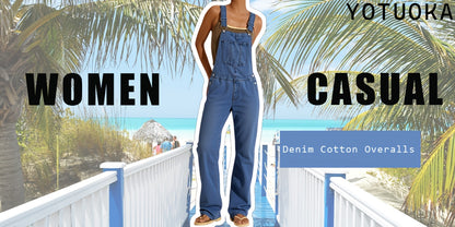 [Denim Overalls Set] Women's Denim Overalls Set - Non-Elastic Mid-Calf Long Style, Functional Pocket Design - Party Casual Wear, Versatile for Daily Use - Easy-To-Care Denim Clothing, Spring Fashion, Trendy Women, Four-Season Style, High-Quality Sewing, F
