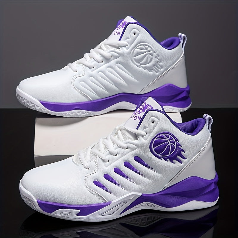 [Trendy Basketball Shoes] Trendy Professional Men's High Top Basketball Shoes | Comfy Non-Slip Durable Lace-Up Sneakers for Outdoor Activities