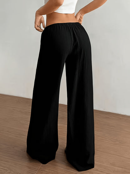 Women'S Elegant Wide-Leg Pants 2pcs Set - Non-Sheer Trousers, Machine-Washable Everyday And Formal Pants for Women, Suitable for Office, Parties, And Casual Wear - Unisex Base Layers for All Seasons, Party Outfits, Minimalist Design, Non-Sheer