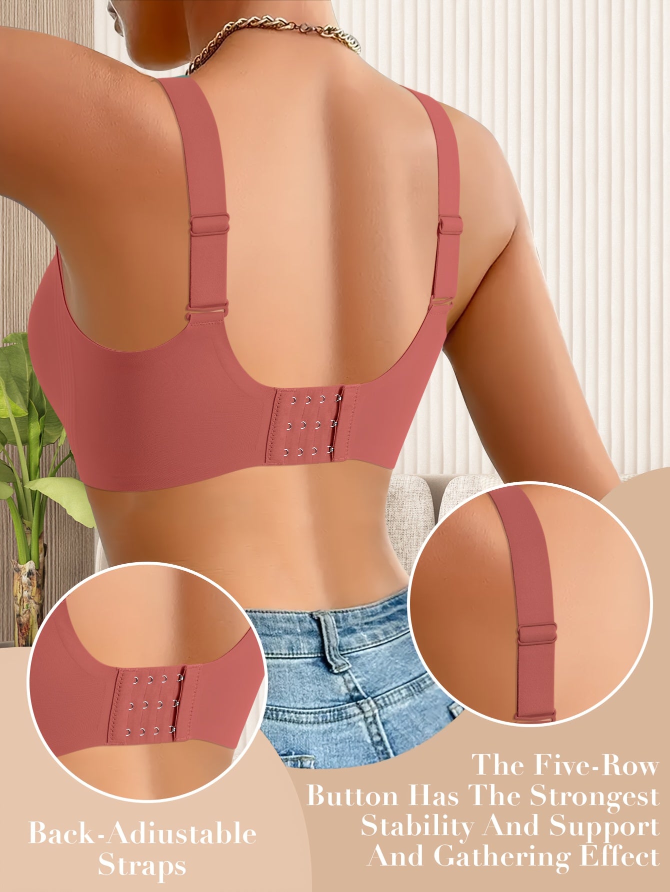 Elegant Solid Color Wireless-Free Push-Up Bra - Medium Support, Comfortable & Lifted Design for a Lifted Appearance, Non-Removable Pads, Seamless Full Cup Coverage, All-Day Wear, Women's Lingerie, Sleek Push-Up Bra, Smooth Fabric