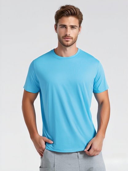Set of 7 Men'S Lightweight, Fast-Drying, And Breathable T-Shirts, Featuring a Soft And Comfy Crew Neck Design. Ideal for Any Season, Gym Workouts, Running, And Fitness Activities; Perfect for Training, Casual Outings, And Daily Use