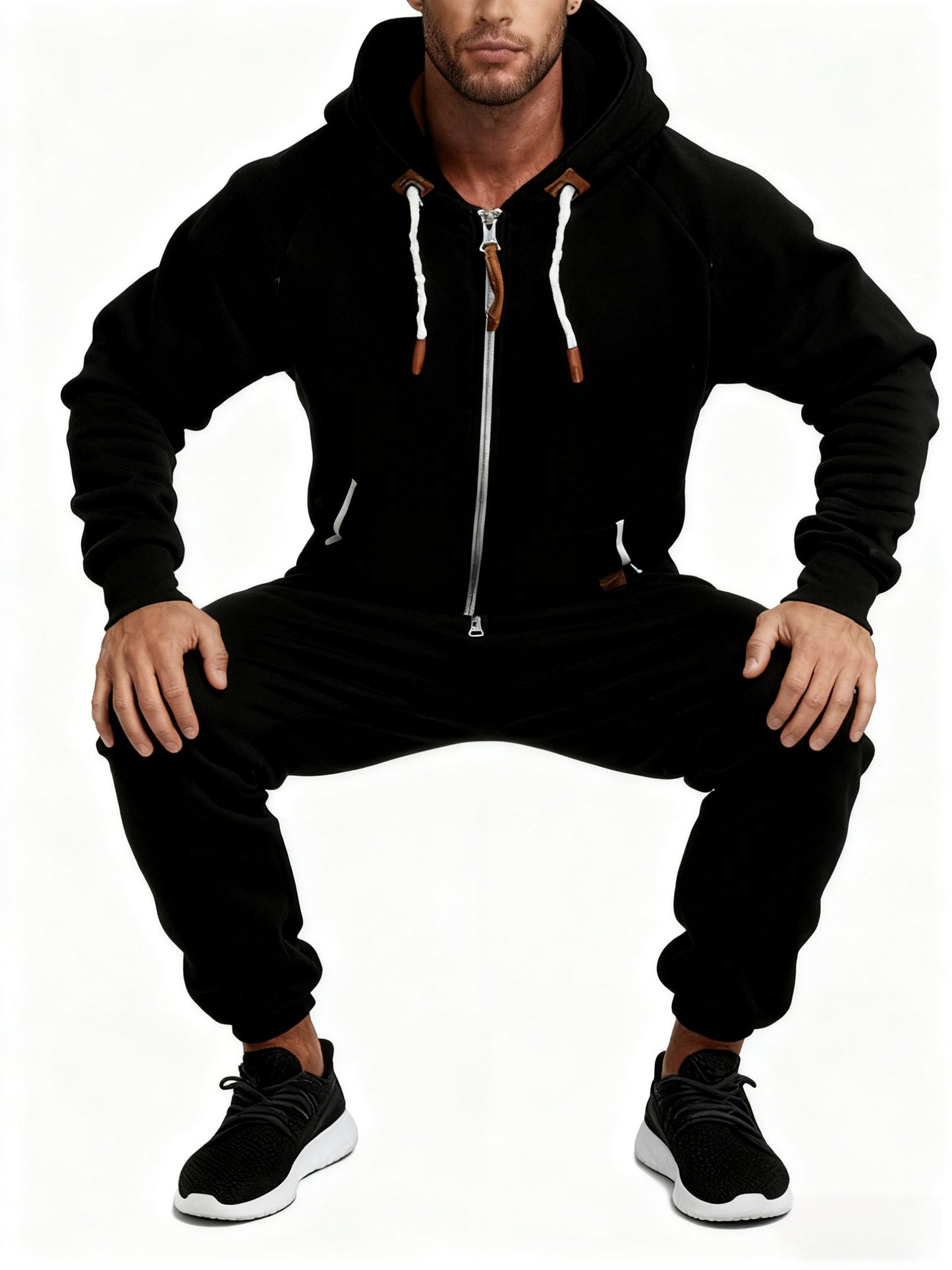 Autumn And Winter New Men's Hooded Jumpsuit, Pure Color Matching Fashionable Casual Jumpsuit, Coveralls, Essential for Home And Out, Is A Good Gift for People, Enjoy Discounts
