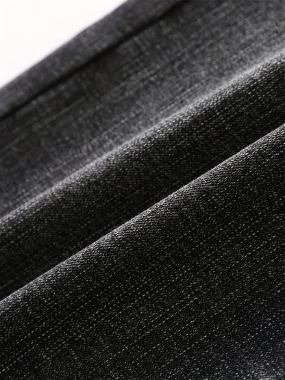Men's Warm Fleece Stretch Jeans, Loose Casual Fleece Jeans, Straight Mid-waist Fashionable Versatile Jeans, Suitable For Daily, Business, Outdoor